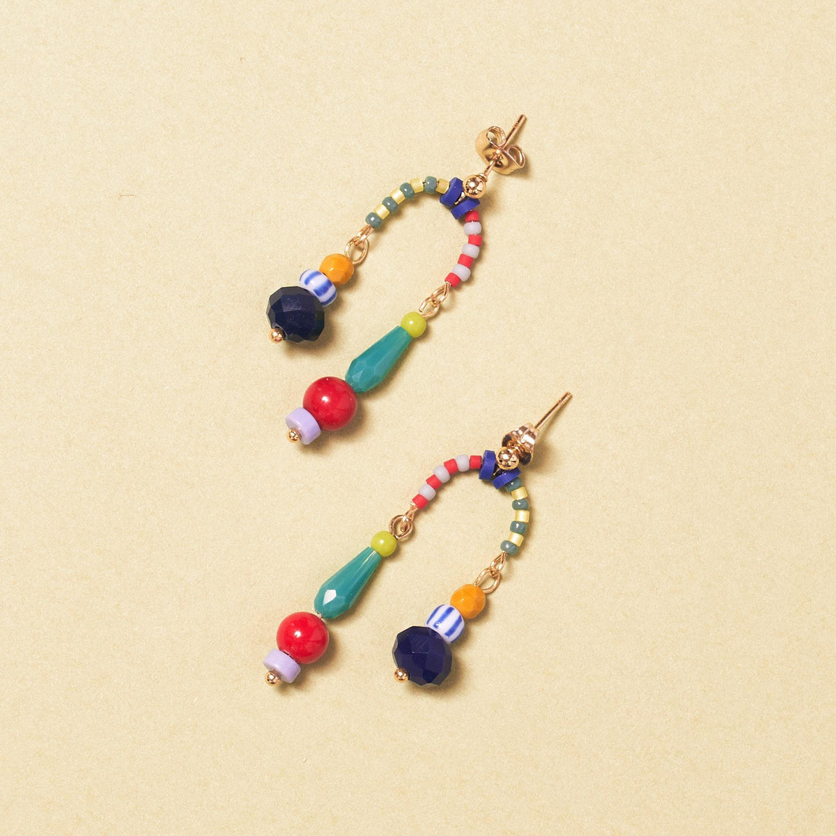 Handcrafted Colorful Beaded Stud Earrings