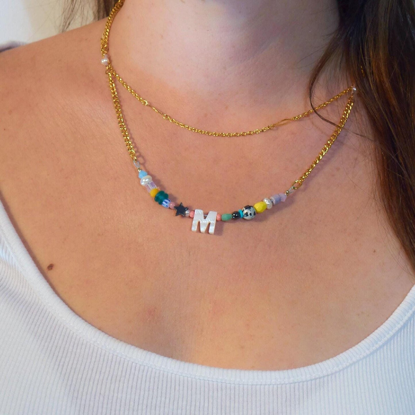 Personalized Double Chain Initial Necklace