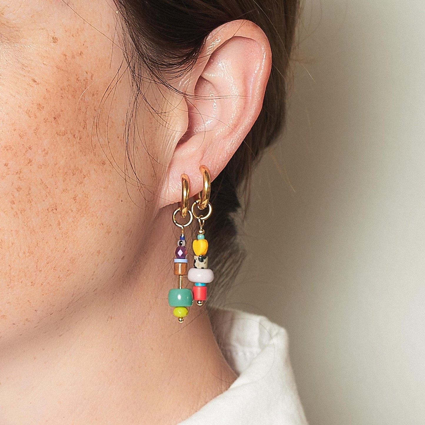 Handmade Funny Charm Huggie Hoops