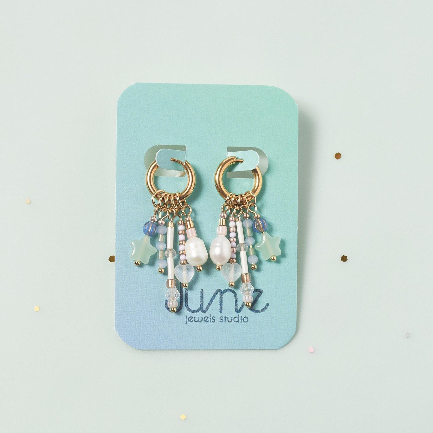 Handcrafted Gold Charm Hoop Earrings