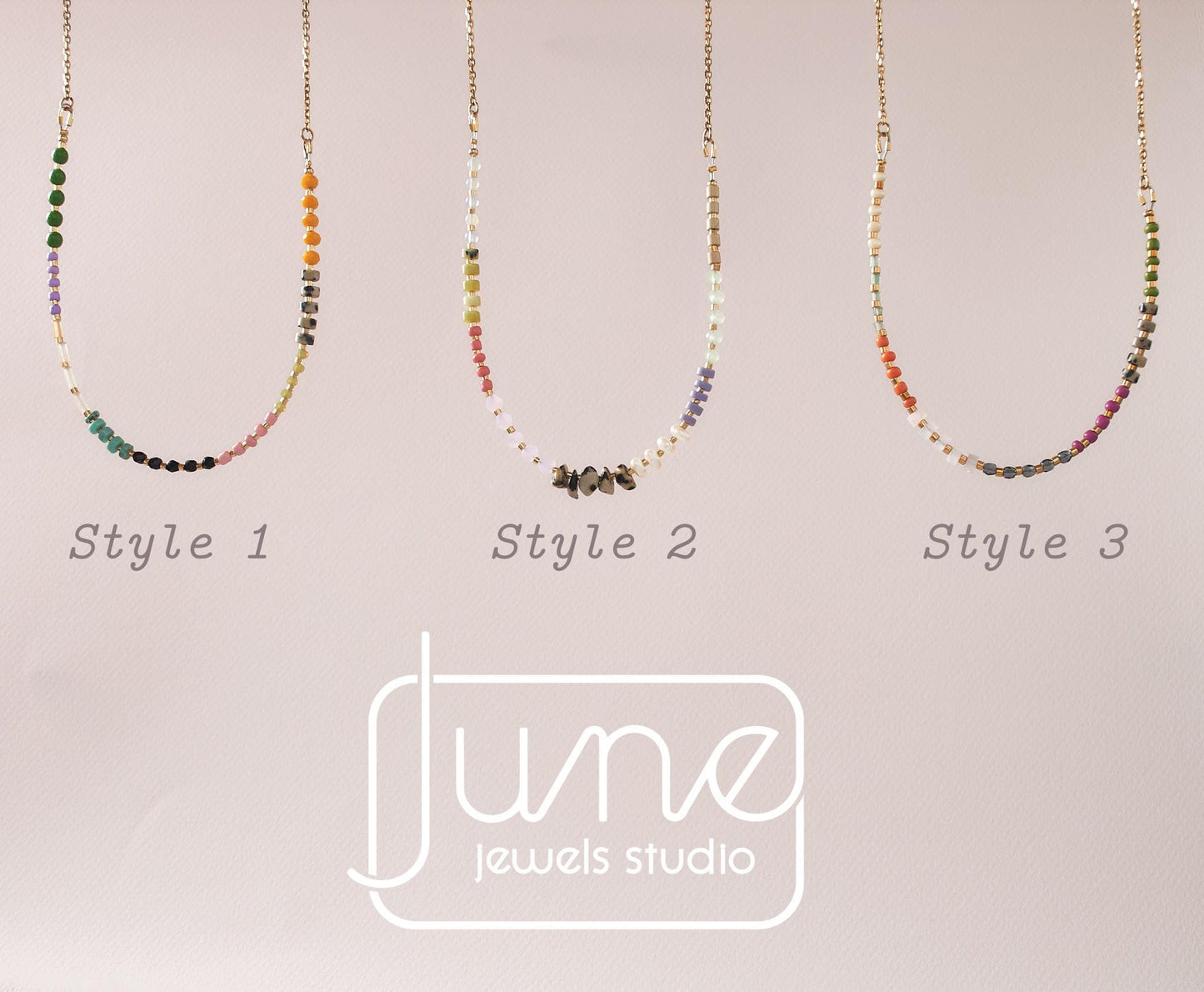 Gemstone Beads and Chain Necklace