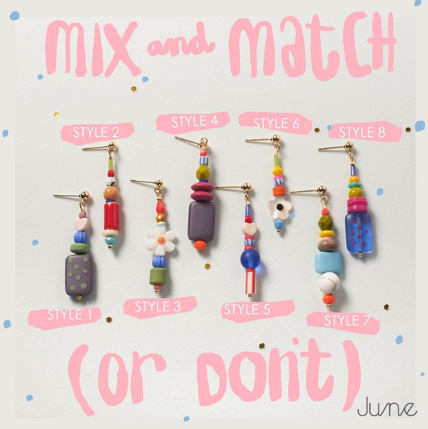 Handmade Mismatched Colorful Dangle Earrings