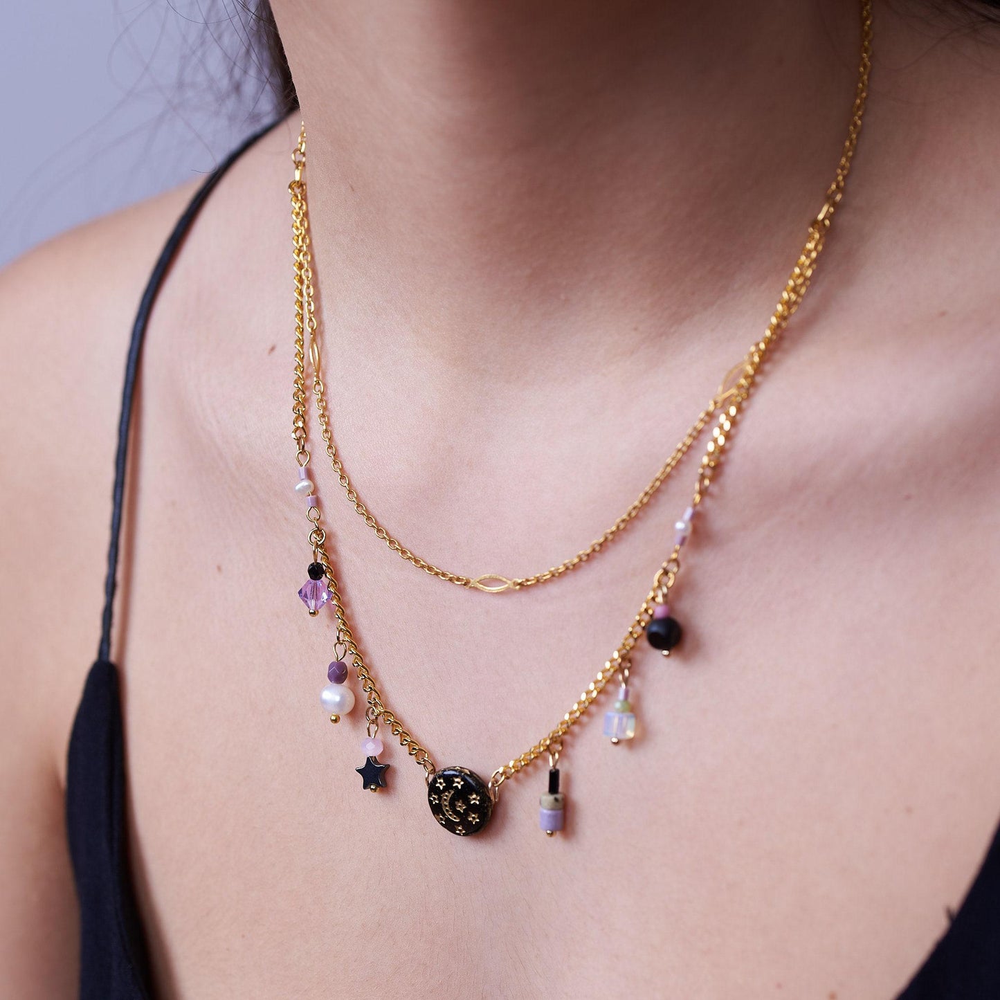 Stars and Moon Celestial Necklace