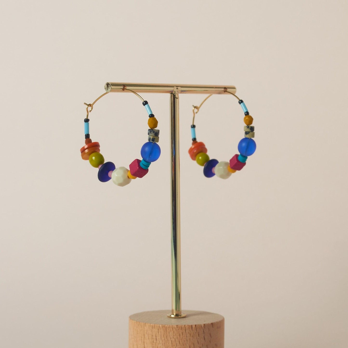 Colorful Gemstone Hoop Earrings