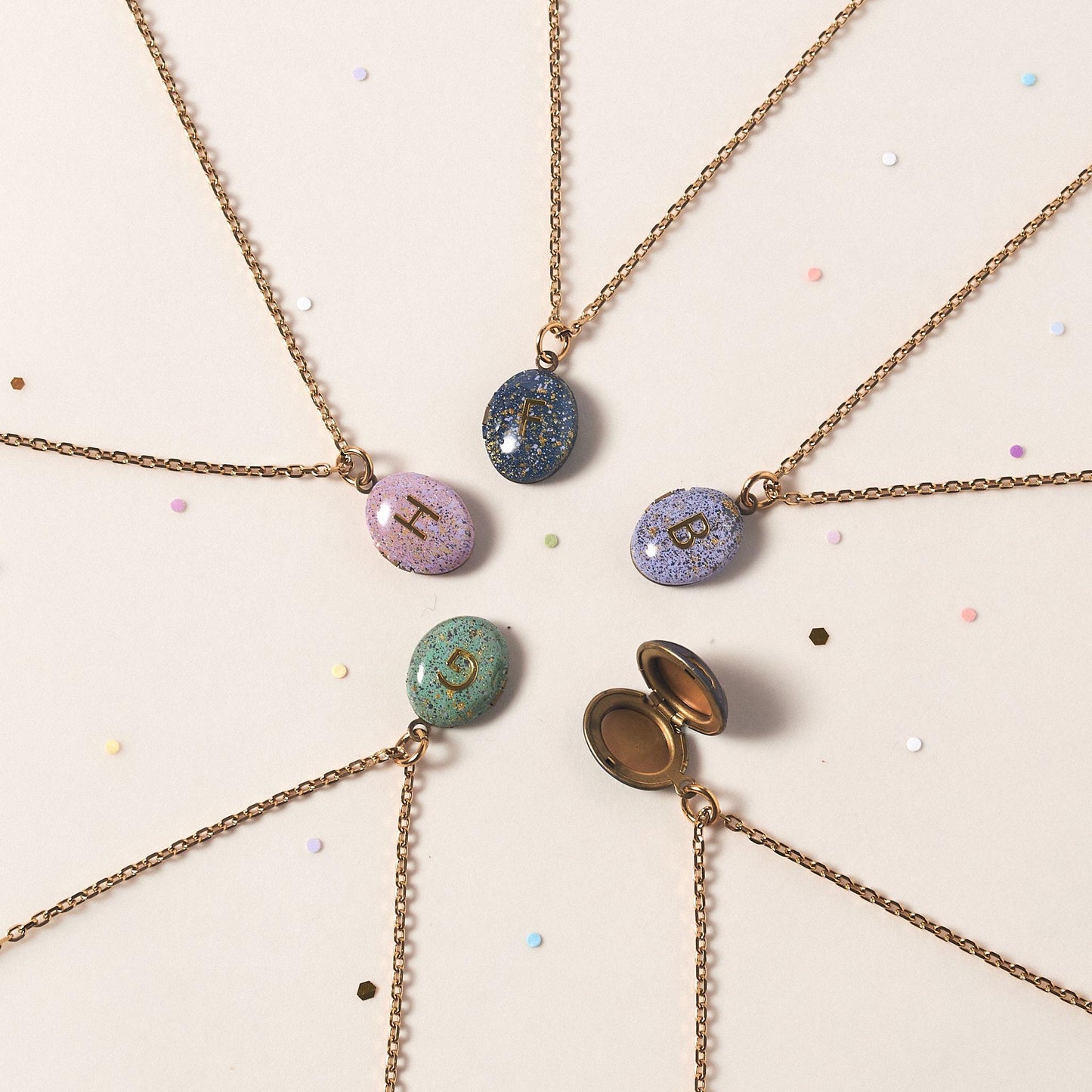 Hand-Painted Initial Locket Necklace