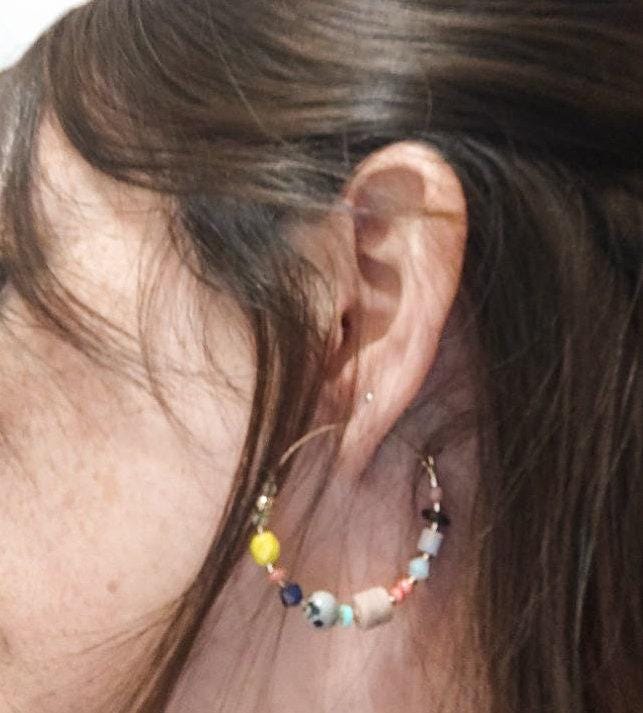 Handcrafted Leopardite Hoop Earrings