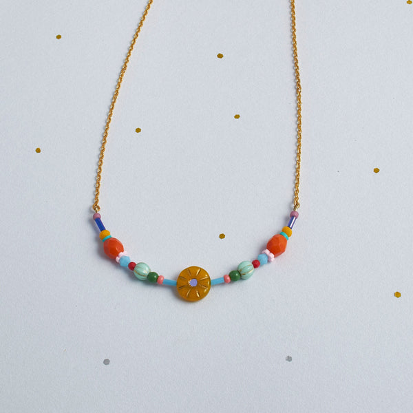 Colorful Beaded Necklace, Multicolored Necklace, Happy colors Jewelry, statement Necklace, colorful jewelry, orange Necklace, Gift for mom