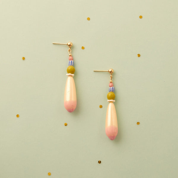 Pearl Drop Hand painted earrings, Unique and Fun Handmade Earrings perfects for gifting, EAR005