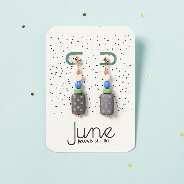 Hand painted dotted Earrings. Unique and Creative Dangle Earrings. Handmade Statement jewelry perfect for Anniversary Gift