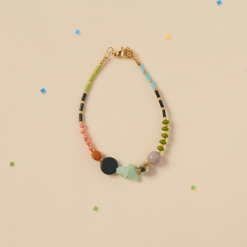 Colorful Beaded Bracelet in Bright colors, unique jewelry Bracelet with Natural Gemstones, friendship Bracelet gift Idea