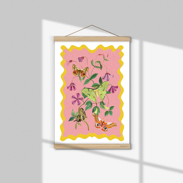 Moths and Butterflies botanical illustrations, magic art print, boho Aesthetic, Butterfly art print, Cottagecore Nature print, moths giclee