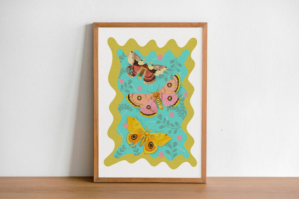 Moths and Butterflies botanical illustrations, magic art print, boho Aesthetic, Butterfly art print, Cottagecore Nature print, moths giclee