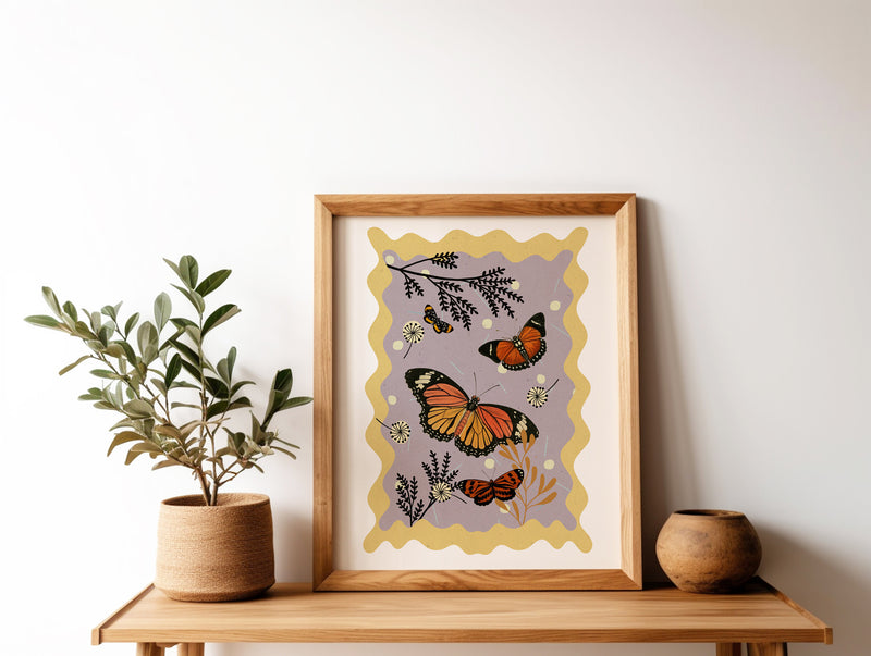 Monarch Butterfly Wall art, magic art print, boho Aesthetic, Butterfly art print, Cottagecore Nature print, moths giclee BFL343