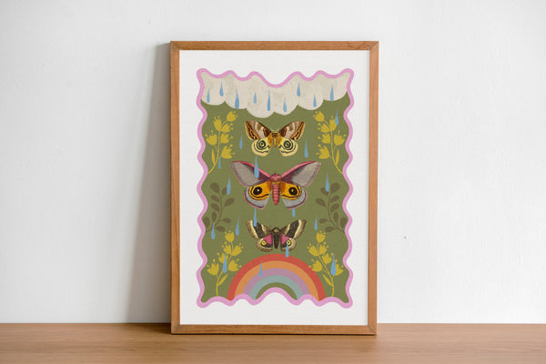 Moths and Butterflies botanical illustrations, magic art print, boho modern Aesthetic, Butterfly art print, Nature print, moth giclee BFL341
