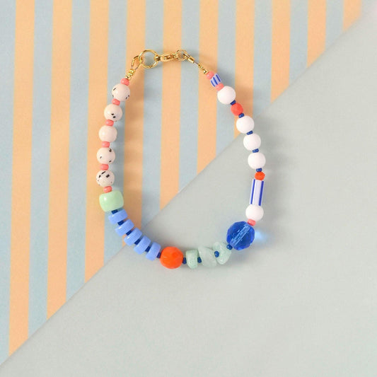 Glass & Gemstone Boho Bracelet – Freshwater Pearls