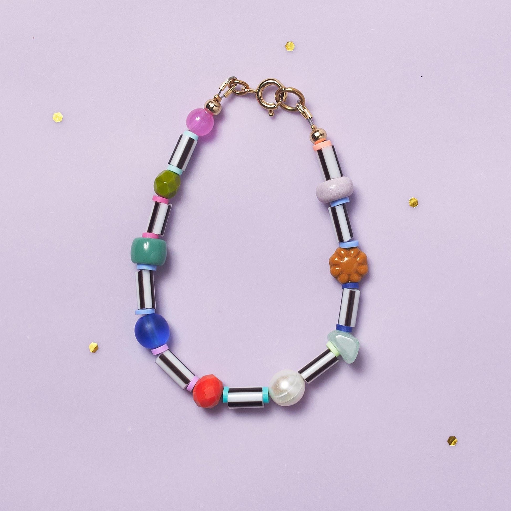 Czech Glass Beaded Bracelet: Colorful Pearl Friendship Jewelry