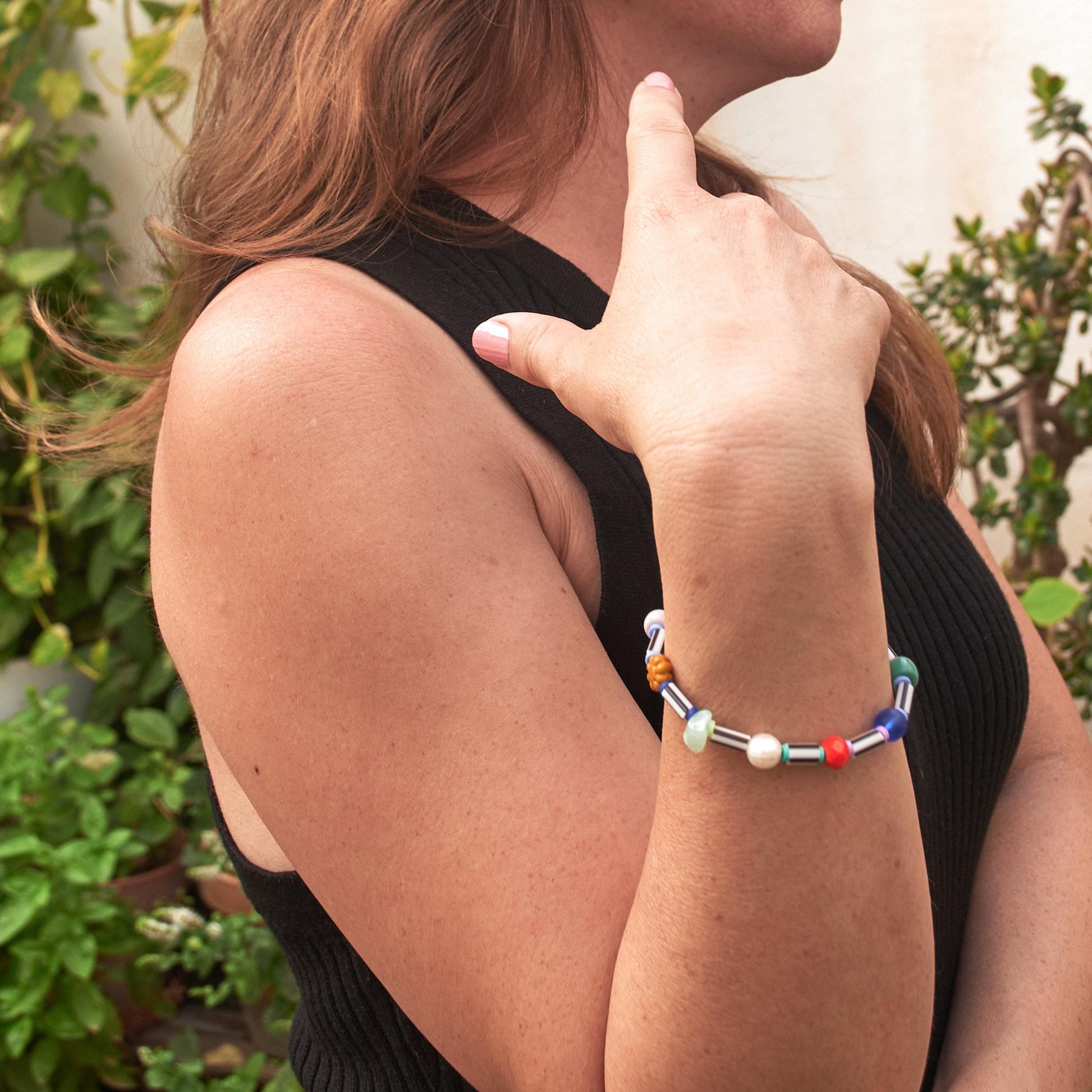 Czech Glass Beaded Bracelet: Colorful Pearl Friendship Jewelry