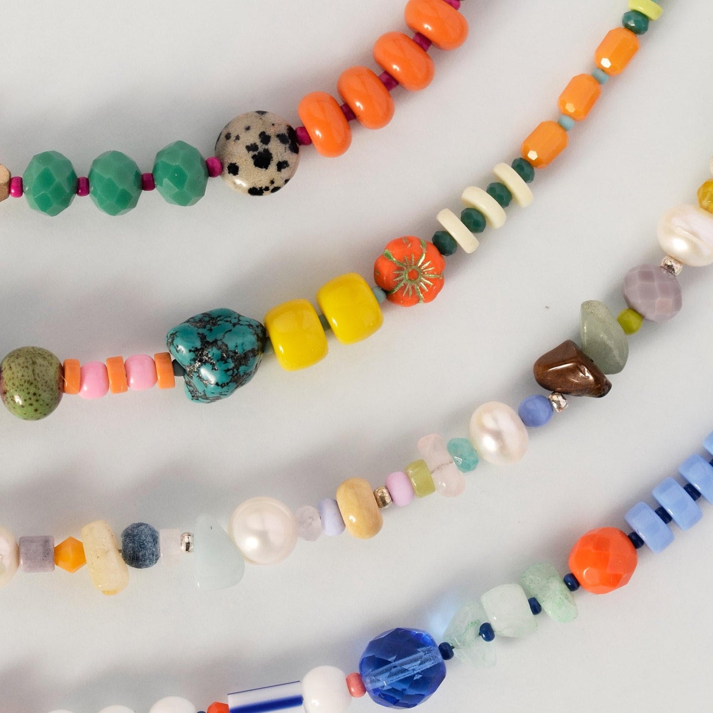 High Contrast Glass & Gemstone Beaded Bracelets