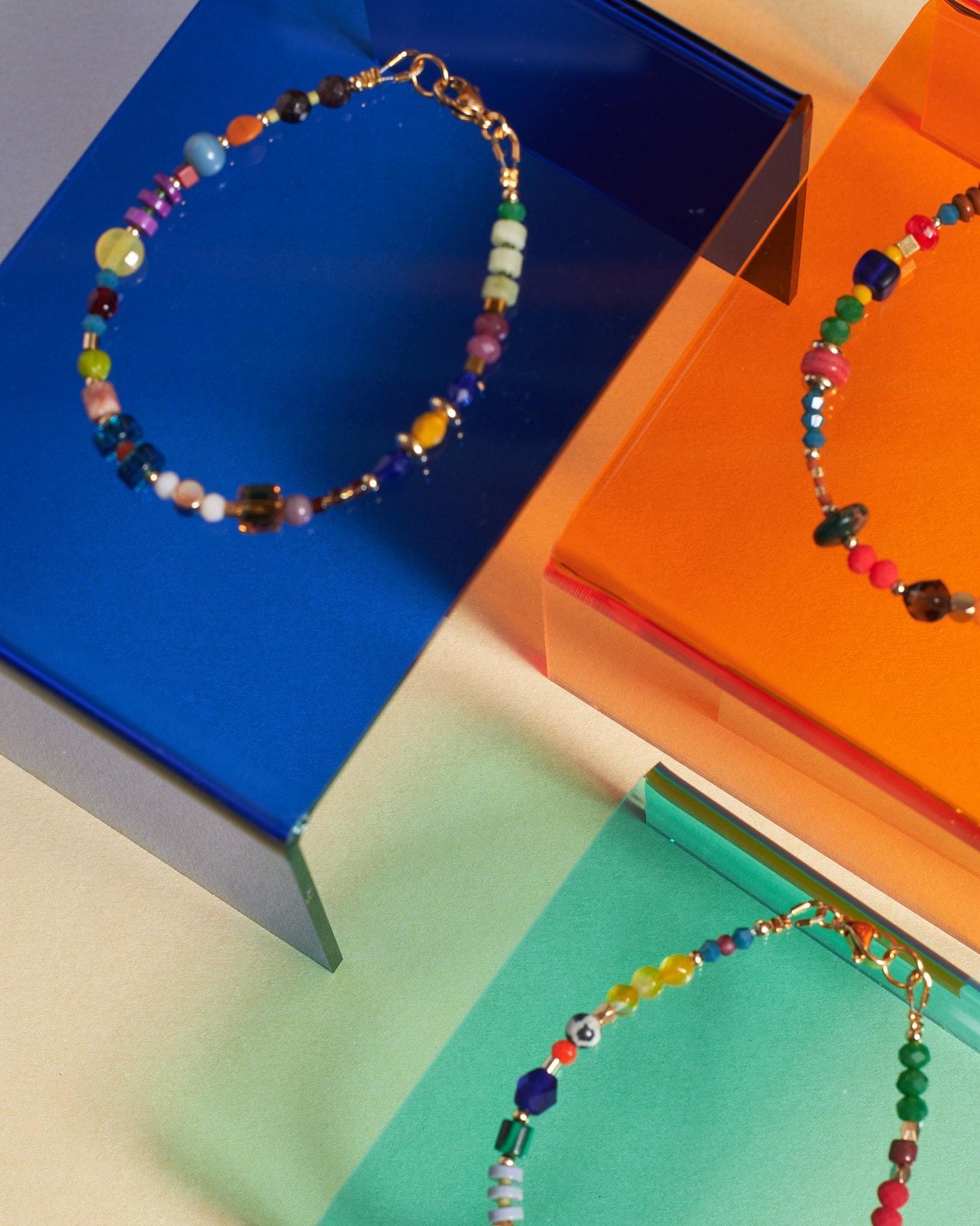 Colorful Gemstone Beaded Bracelet, Gold Plated Natural Stone Jewelry, Dainty Stacking Friendship Gift for Her