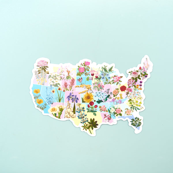 USA States Flower Map Sticker