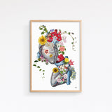 Flowery Hearts in love print