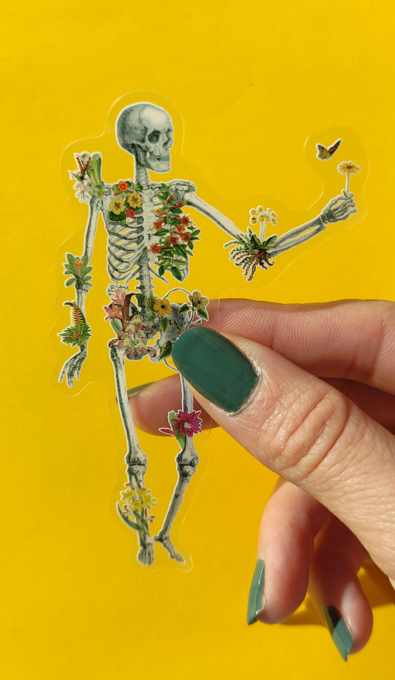 Floral Skeletons Set of three clear stickers