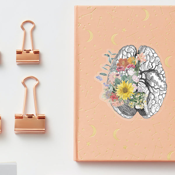 Human brain with flowers