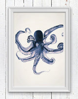 Blue Octopus Print Art