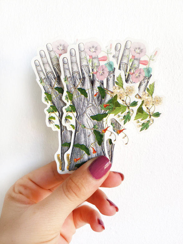 Christmas  Stocking Stuffer  -Stickers for Hydroflask Human Anatomy hand with flowers stickers set, perfect gift for medical student  STC017
