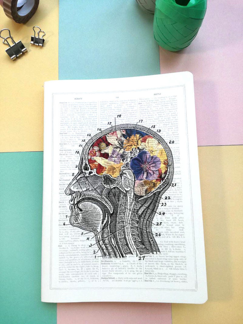 Christmas Gift Ideas Flower Brain Notebook - Anatomy Notebooks - Travelers Notebook - Flower Anatomy Gift - Anatomical Brain - NTBSKA053