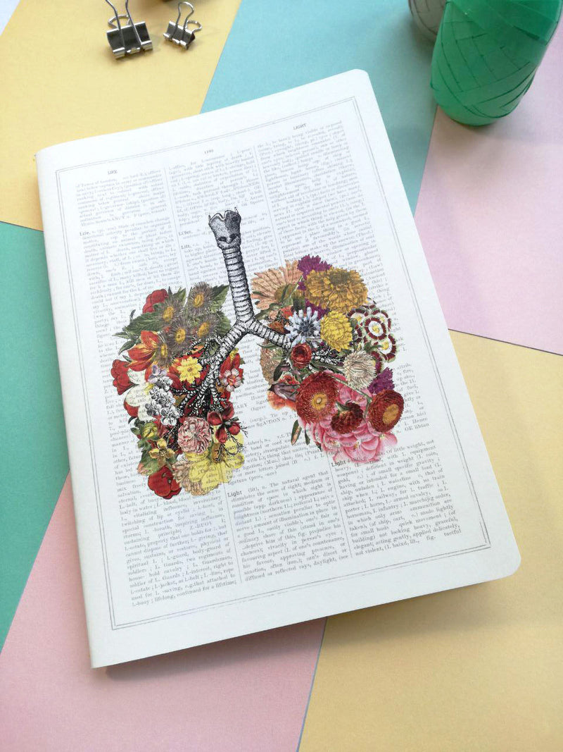 Christmas thank you gifts Anatomy Notebooks - Flowery Lungs - Travelers Notebook - Flower Anatomy Gift - Anatomical Flower Lungs - NTBSKA062