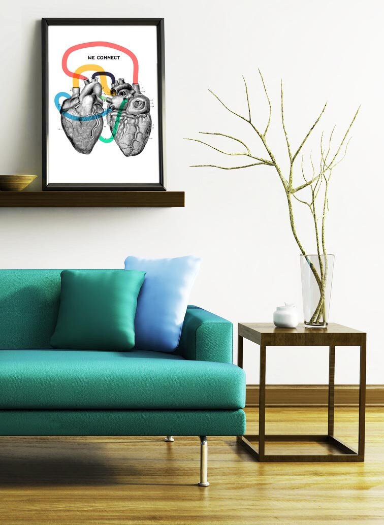 We connect Anatomical heart Art print