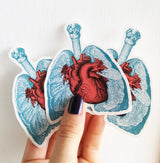 Christmas gift - Stocking Stuffer - Lungs and heart - laptop stickers - Medicine student gift - laptop decals - Anatomical heart - STC026