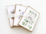 Christmas Thank You Cards-  Bees and flowers. Notecards set of six, Blank note cards set. Save the bees Nature Greeting cards. NTC003