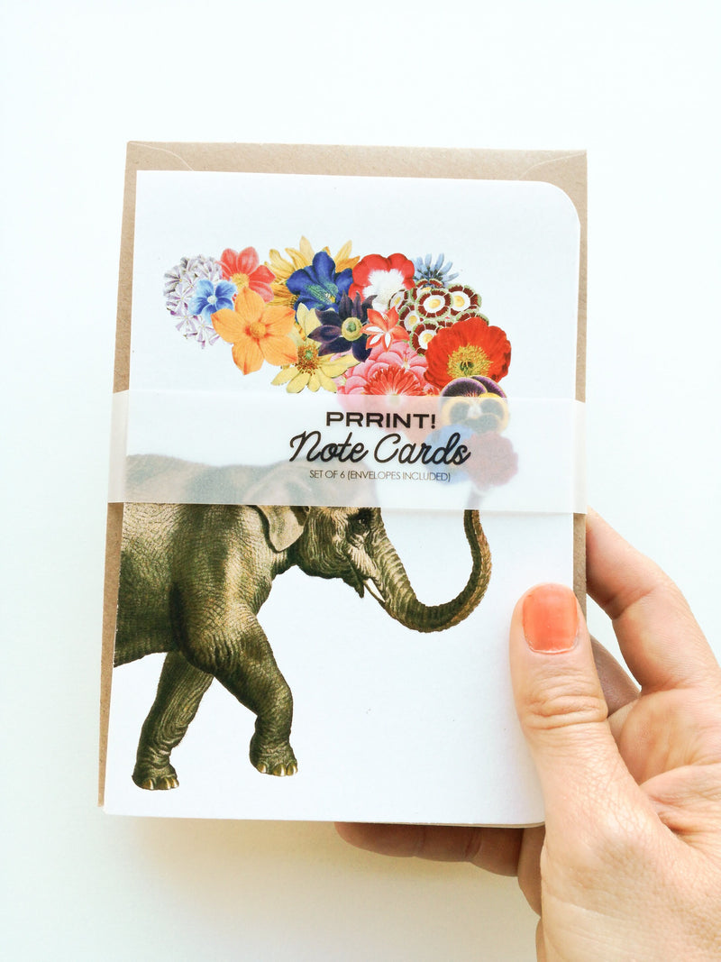 Funny Animal Cards - Set of 6 - Animal Greeting Cards - Folded Cards - Elephant Card  - Giraffe Card  - NTC004