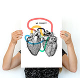 We connect Anatomical heart Art print