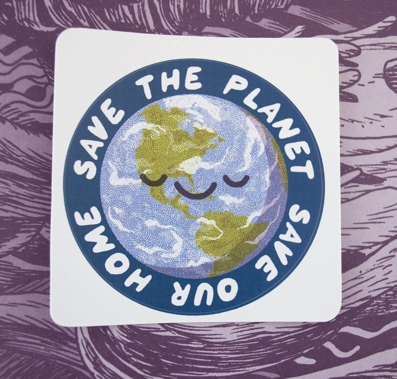 Christmas SVG - Save the planet, Save our home, planet sticker, world sticker, recycled paper sticker - Kraft paper stickers -STC032