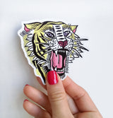 Christmas Gifts Idea Svg - Wild Tiger Head Bumper Stickers- Old school Tattoo , Friend gift -Tattoo art, Hand drawn stickers STC036