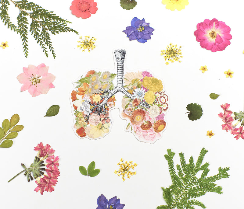 Christmas Stocking Stuffer -Gifts Idea - Clear Lungs Stickers- Flower Lungs Sticker- Yoga Decal - Laptop Sticker- Stop Smoking Gift - STC043