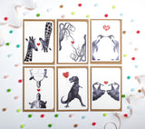 Christmas Funny Card - Thank You Card - Set of 6 - Love Fun Animal Greeting Cards - Folded Cards - Octopus Cards - T Rex Card - NTC015