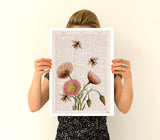 Gift Idea, Christmas gifts for mom, gift Set - Posters Set of 3 - Lavender Flowers and bees - Botanical Art Print - Wild flowers art -SET026