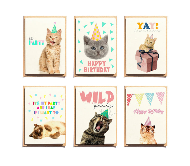 Christmas Funny Card boxed - Funny cats Cards - Set of 6 -  Greeting Cards  - Kitten Card - Cats Cards - Birthday Cards - NTC016WA6