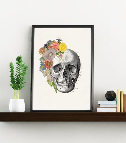 Flowers on Skull Nature Inspired Print