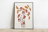 Berry Branch with Yellowed leaves | Vintage Print Farmhouse Berry Art | Neutral Botanical Art | Autumn Art | Book Page Prints | BFL288