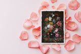 Vintage Botanical Art - Black Still Life art - Gift Cards - Set of 6 - Floral Greeting Cards - Postcards - Black Art Cards - PSC025
