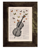 Butterflies over cello collage Print