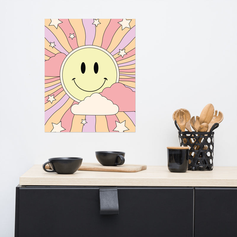 Trendy Smiley Digital Wall Art Prints | Y2K Aesthetic | Large Wall Art | Acid Print | Smiley Face Art | Teen Wall Decor