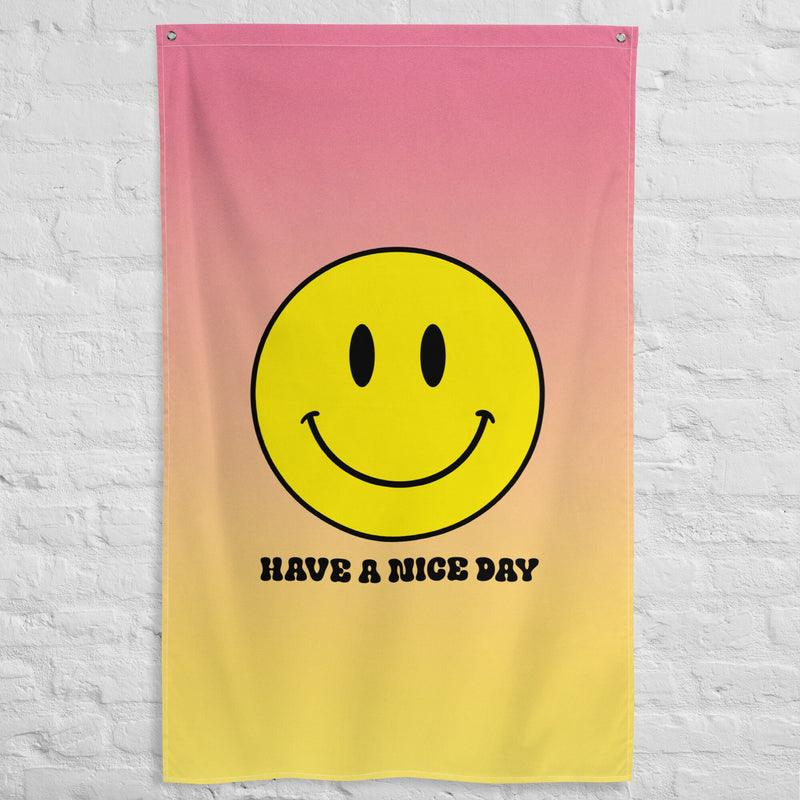 Nice day Smiley Tapestry | Y2K Wall Decor | Teen Dorm Decor | Positive Wall Decor | Acid Wall Tapestry | Y2K Aesthetic