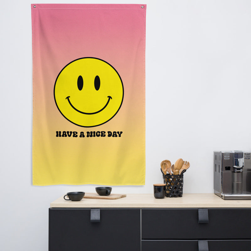 Nice day Smiley Tapestry | Y2K Wall Decor | Teen Dorm Decor | Positive Wall Decor | Acid Wall Tapestry | Y2K Aesthetic
