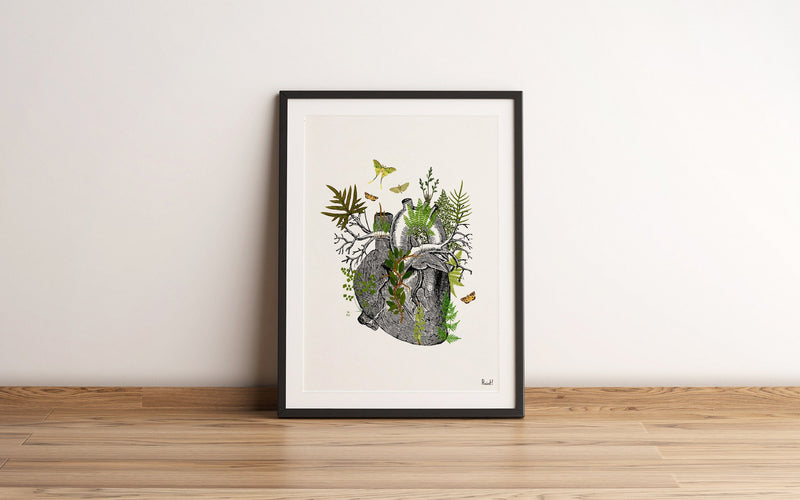 Home decor - Green Ferns Anatomical Heart - Flower Heart Print - Flower Anatomy Print- Anatomy Decor - Sustainable art - Art heart - SKA304